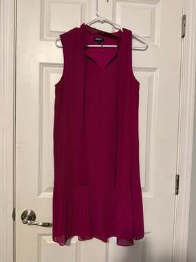 DKNY Women's Sleeveless Pleated Dress Magenta Size 10